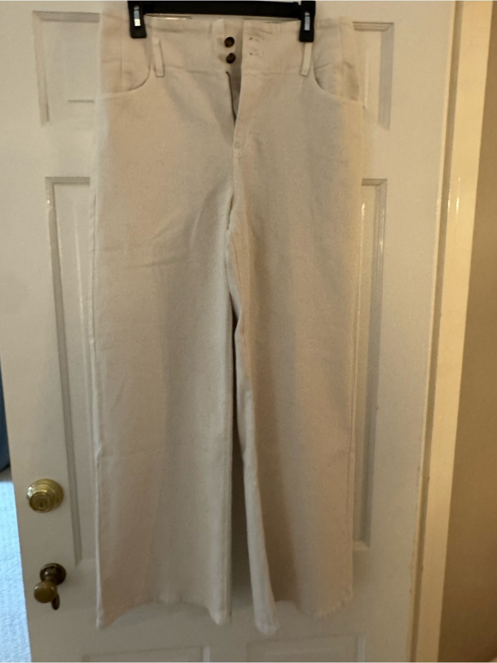Ann Taylor Cream Wide-Leg High-Rise Jeans